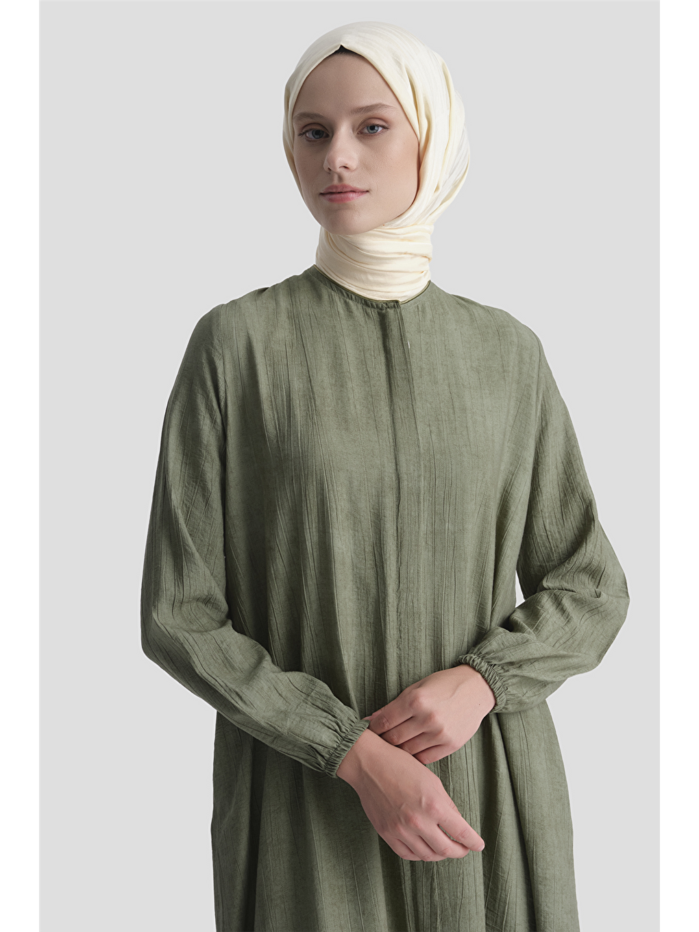 Fırfırlı Basic Ferace Haki-2