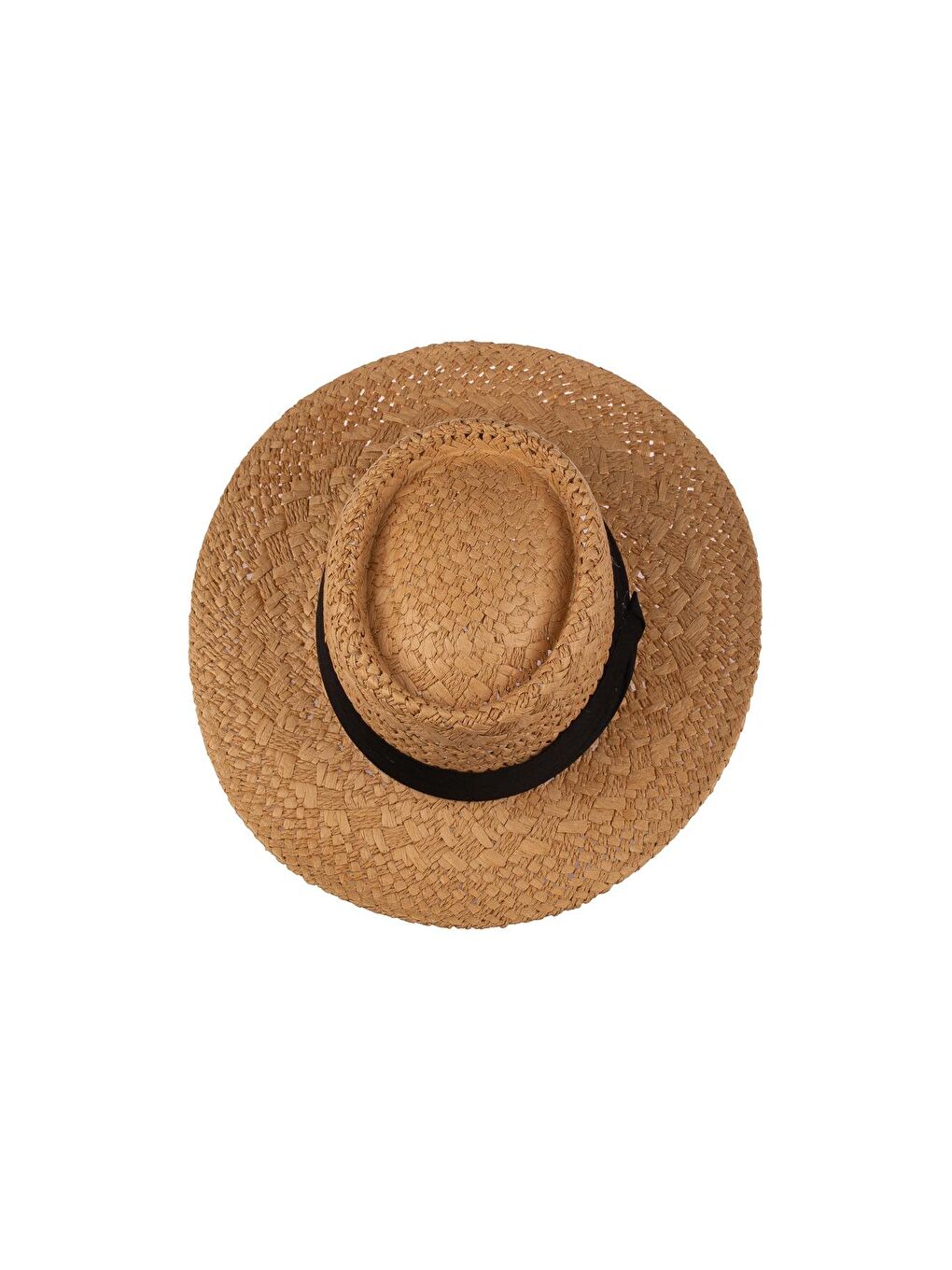 Erkek Bant Detaylı Hasır Fötr Şapka Y24750-01 Kahverengi-1