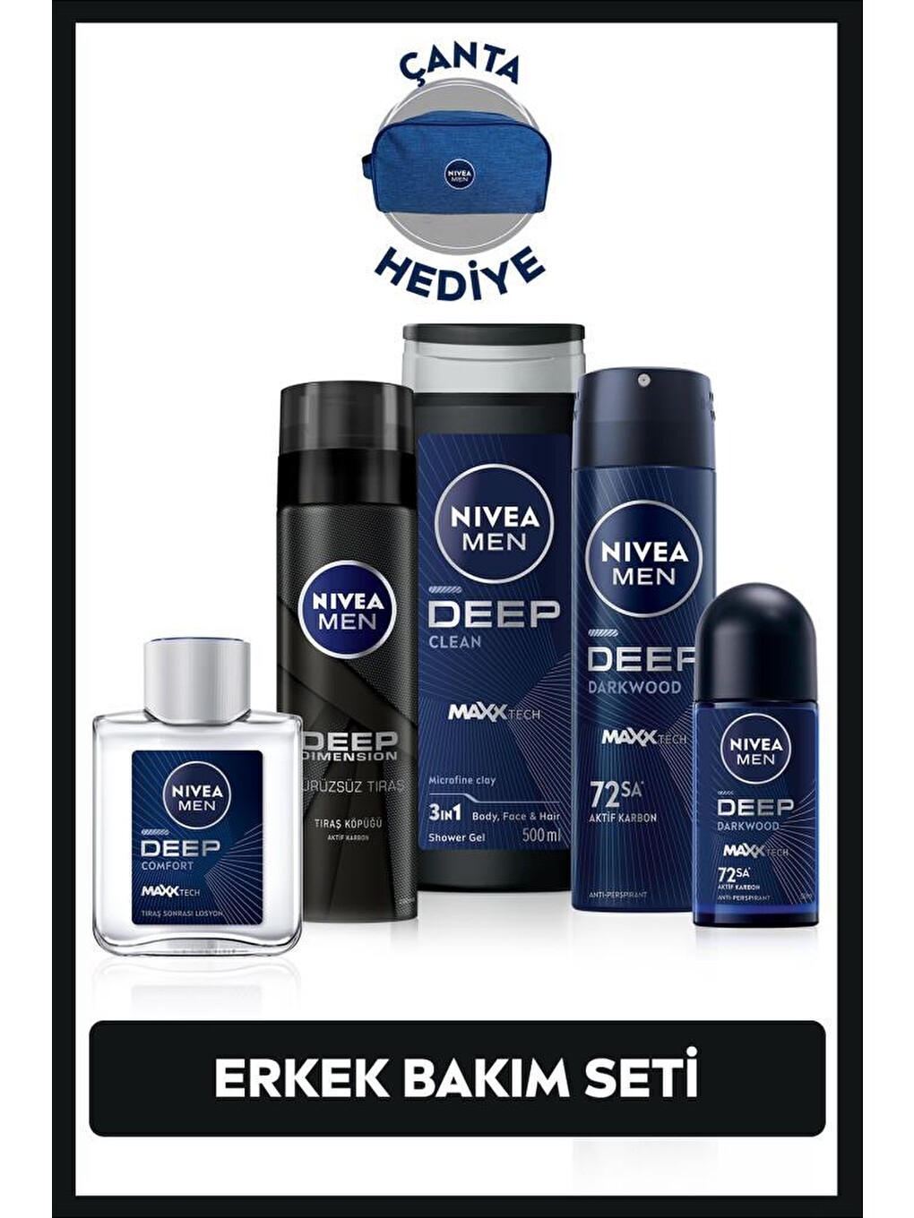 Men Erkek Damat Çeyiz Seti, Duş Jeli, Deodorant 150 Ml, Roll-on,tıraş Köpüğü, Losyon Ve Çanta Hediye