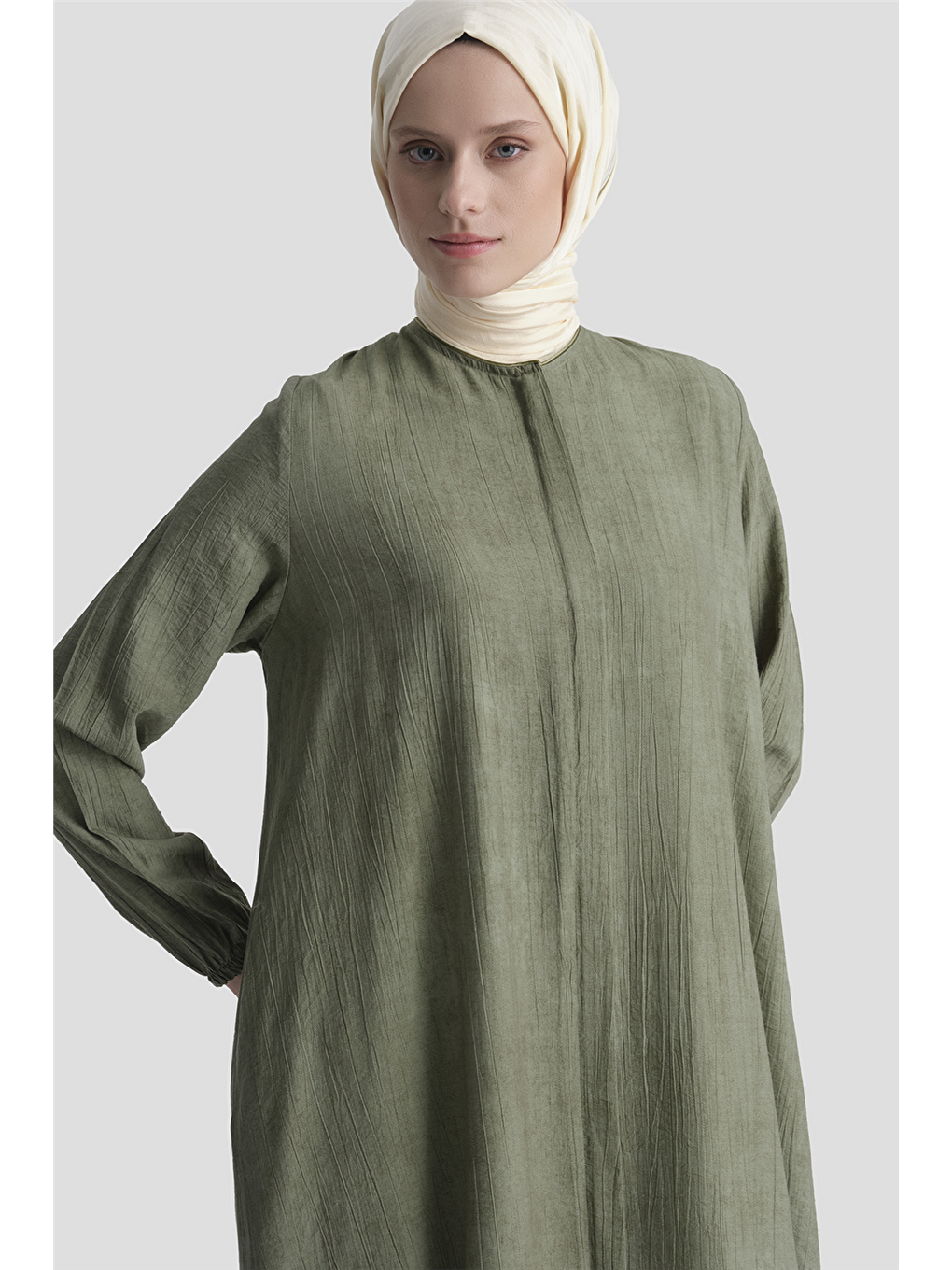 Fırfırlı Basic Ferace Haki-3