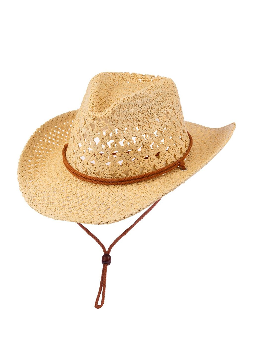 Ekru Erkek İp Detaylı Hasır Kovboy Şapka Y25750-09 Krem