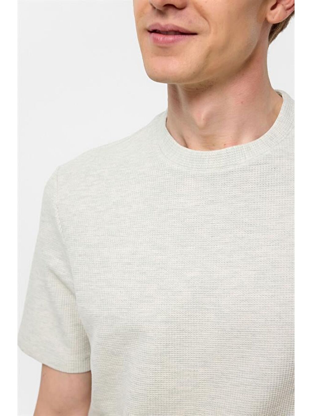 Yeşil Regular Armürlü Bisiklet Yaka Tişört-4