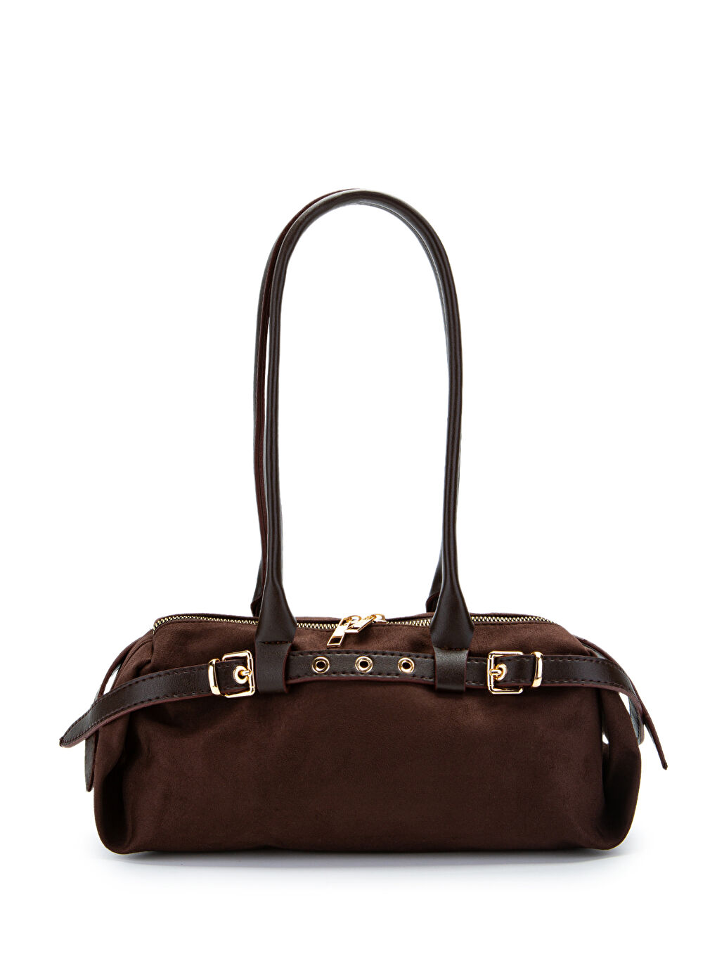 Kemer Detaylı Süet Kadın Omuz Çanta Anfora Kahverengi