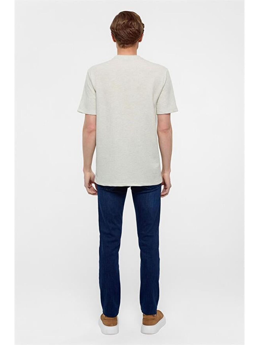 Yeşil Regular Armürlü Bisiklet Yaka Tişört-6