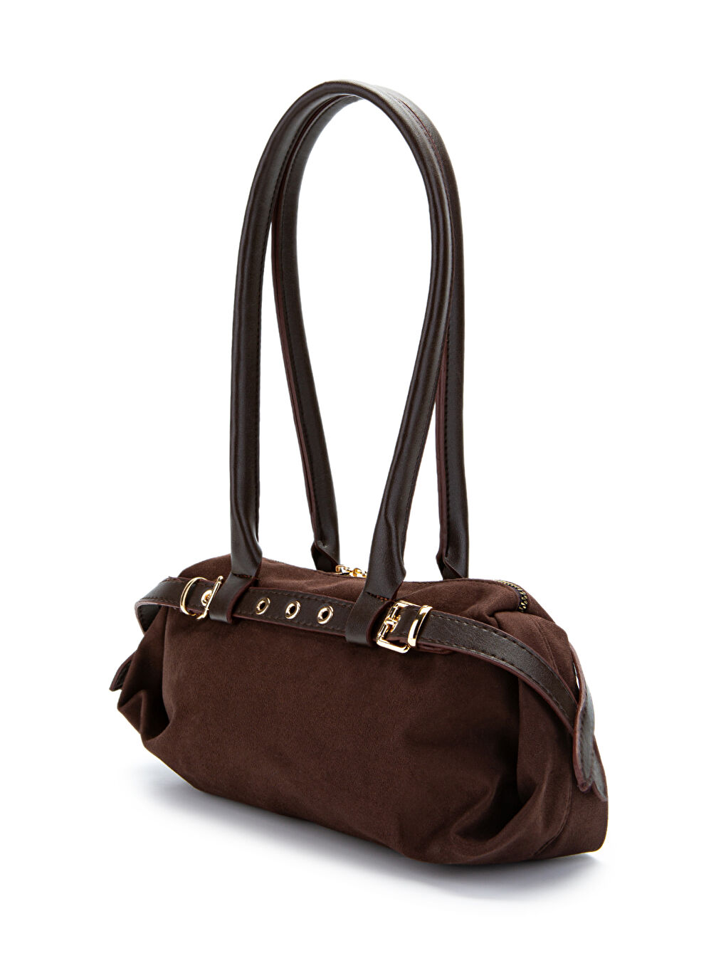 Kemer Detaylı Süet Kadın Omuz Çanta Anfora Kahverengi-1