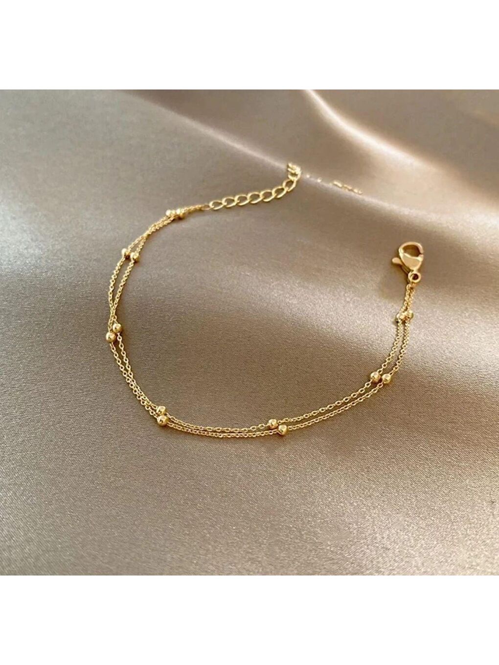 Sarı 2li Top Zincir Bileklik