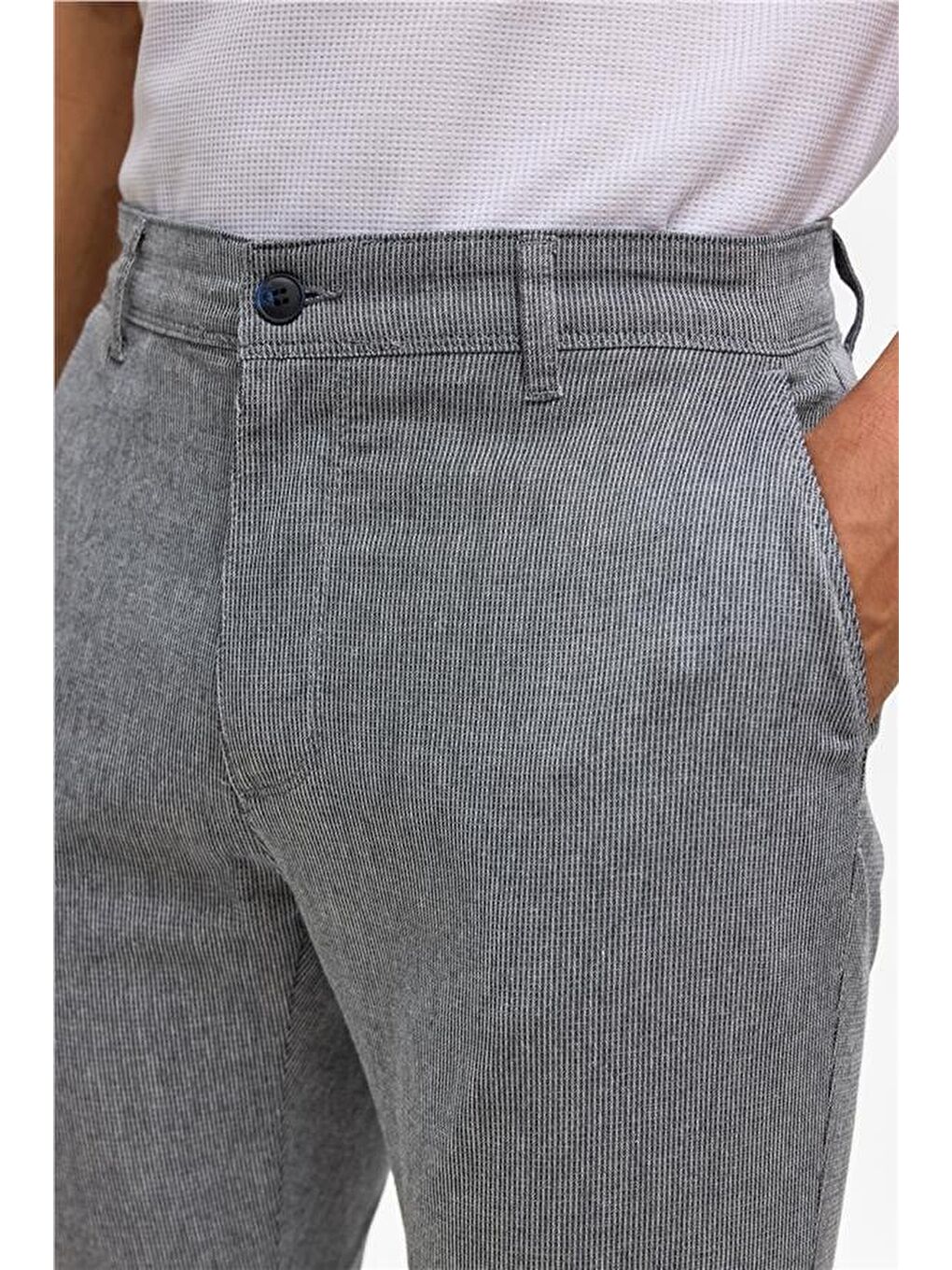 Lacivert Slim Armürlü Pantolon-3