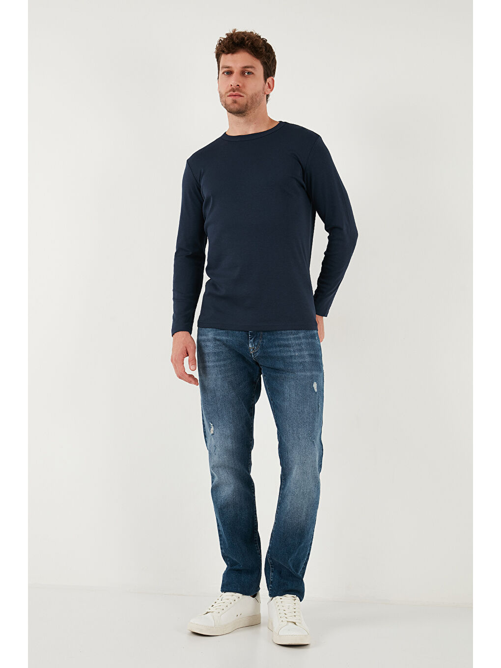 İndigo Pamuklu Slim Fit Bisiklet Yaka Basic Sweat 59050741-1