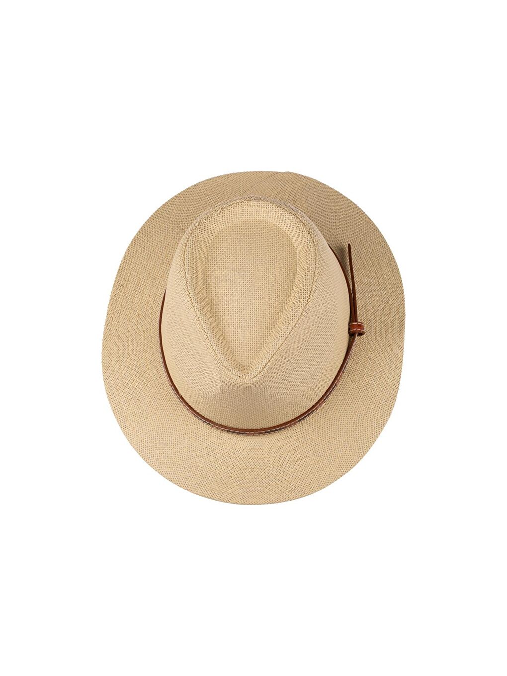 Erkek İp Detaylı Geniş Kenar Hasır Şapka Y25750-01 Bej-1