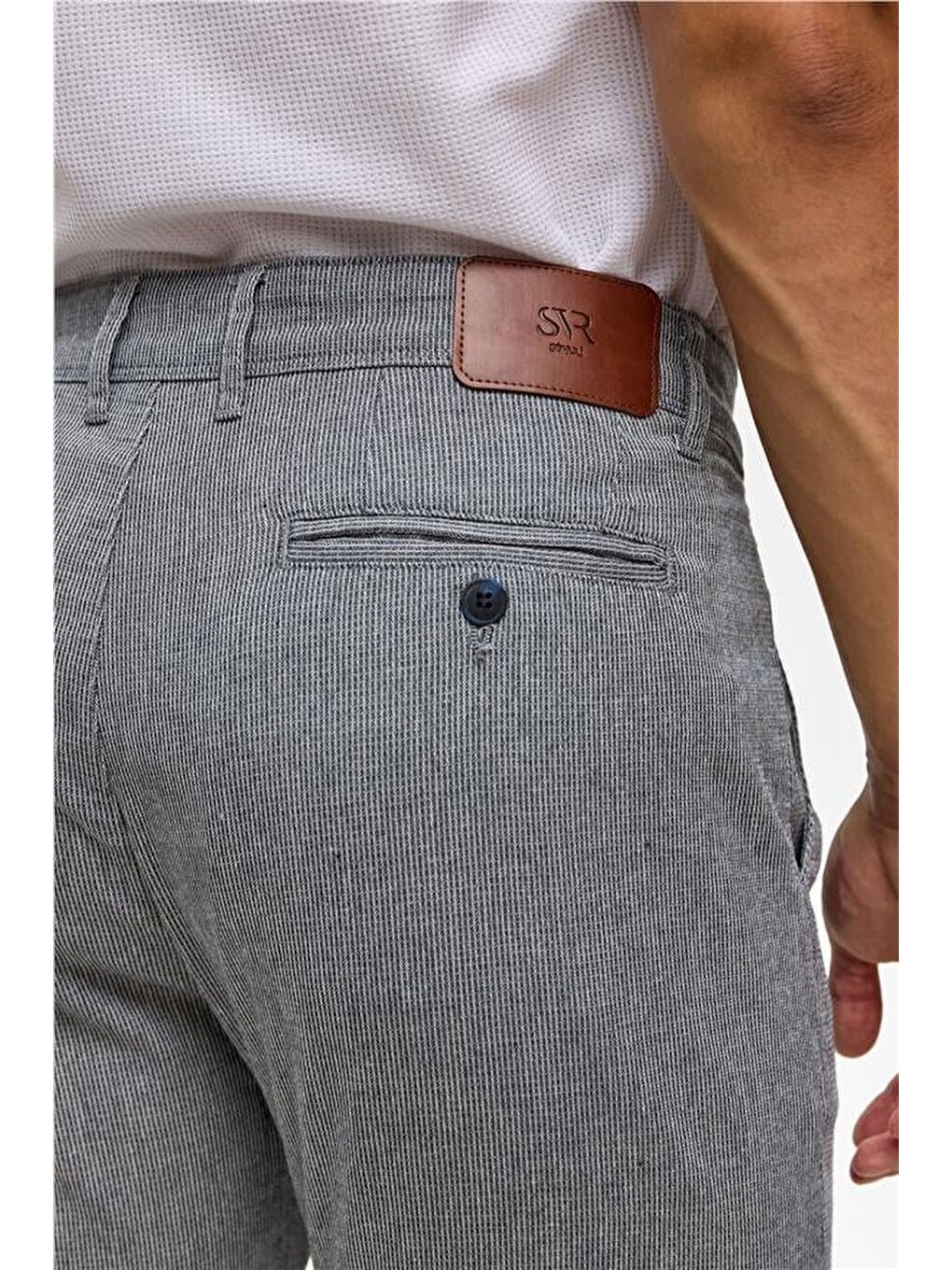 Lacivert Slim Armürlü Pantolon-5