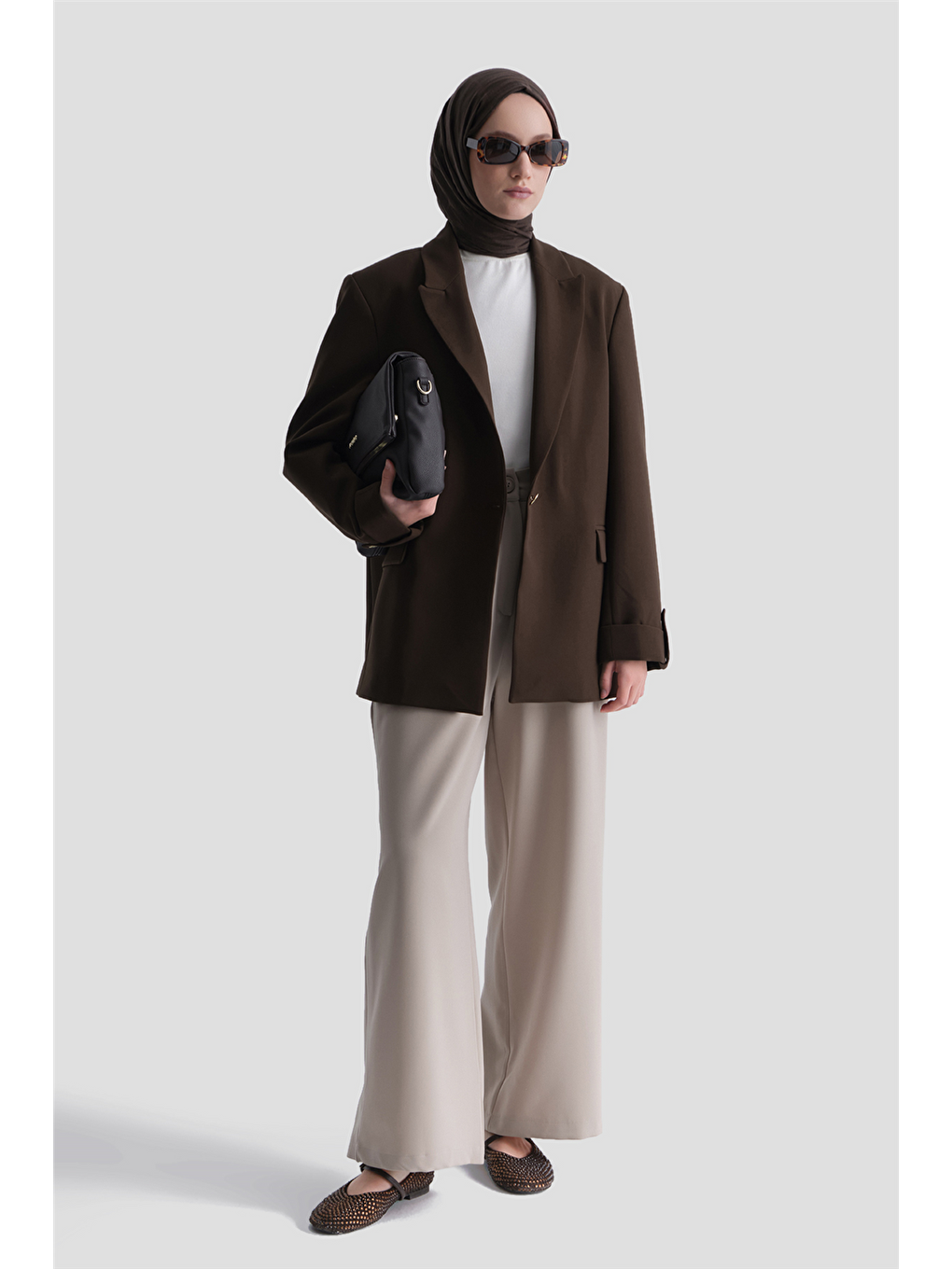 Bej Palazzo Pantolon Taş