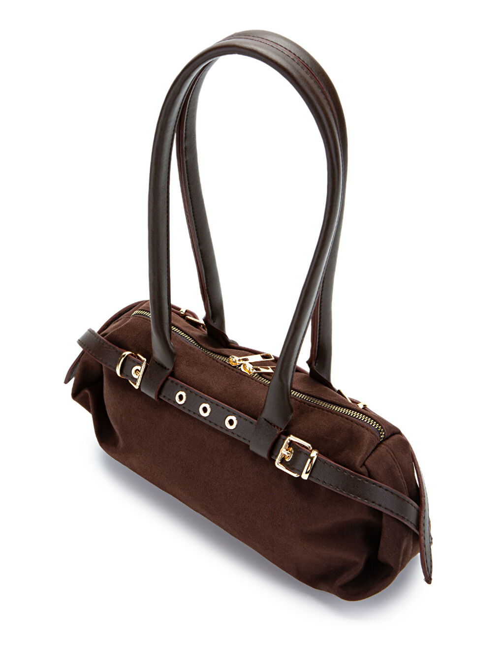 Kemer Detaylı Süet Kadın Omuz Çanta Anfora Kahverengi-3