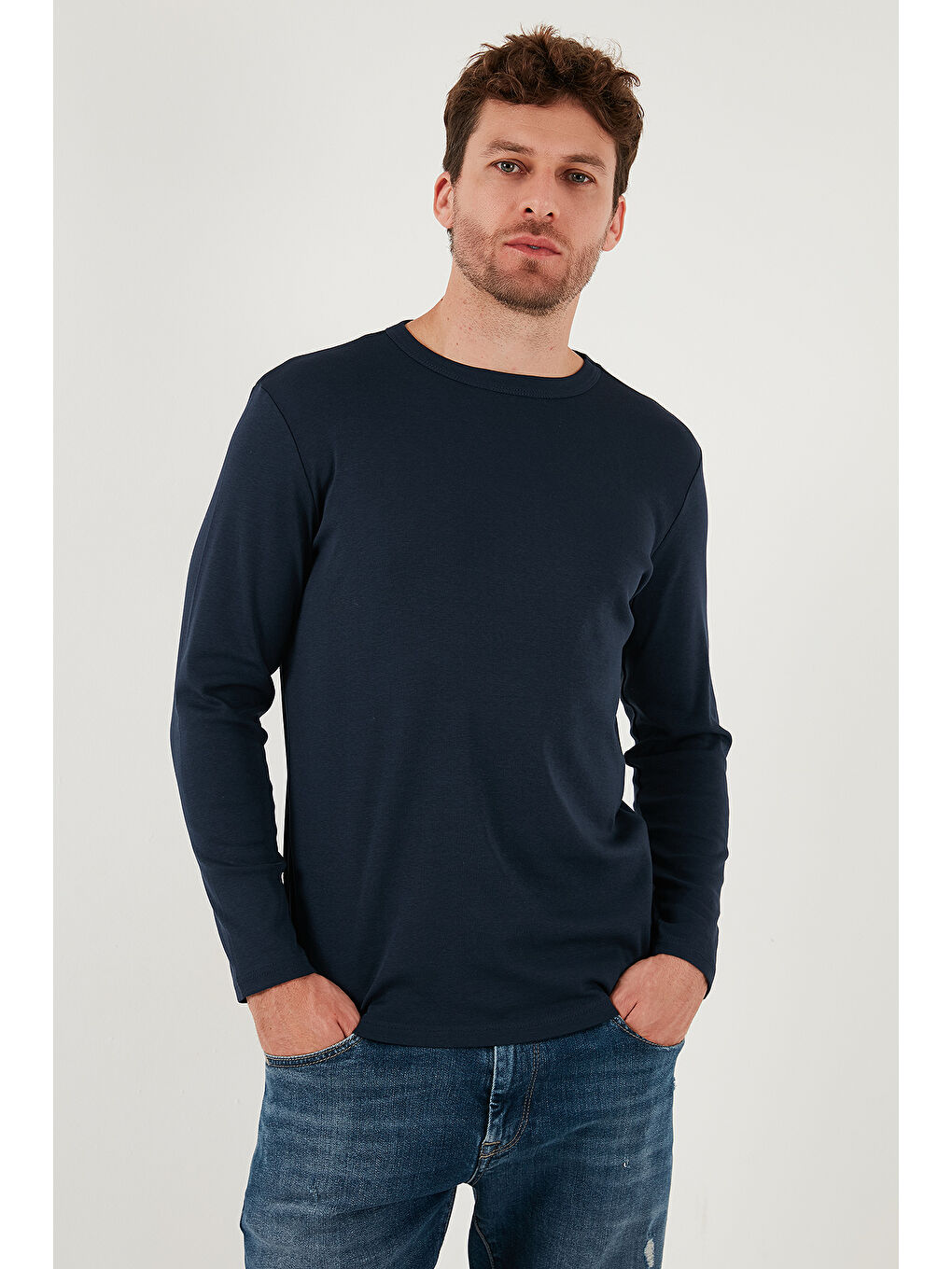 İndigo Pamuklu Slim Fit Bisiklet Yaka Basic Sweat 59050741-2