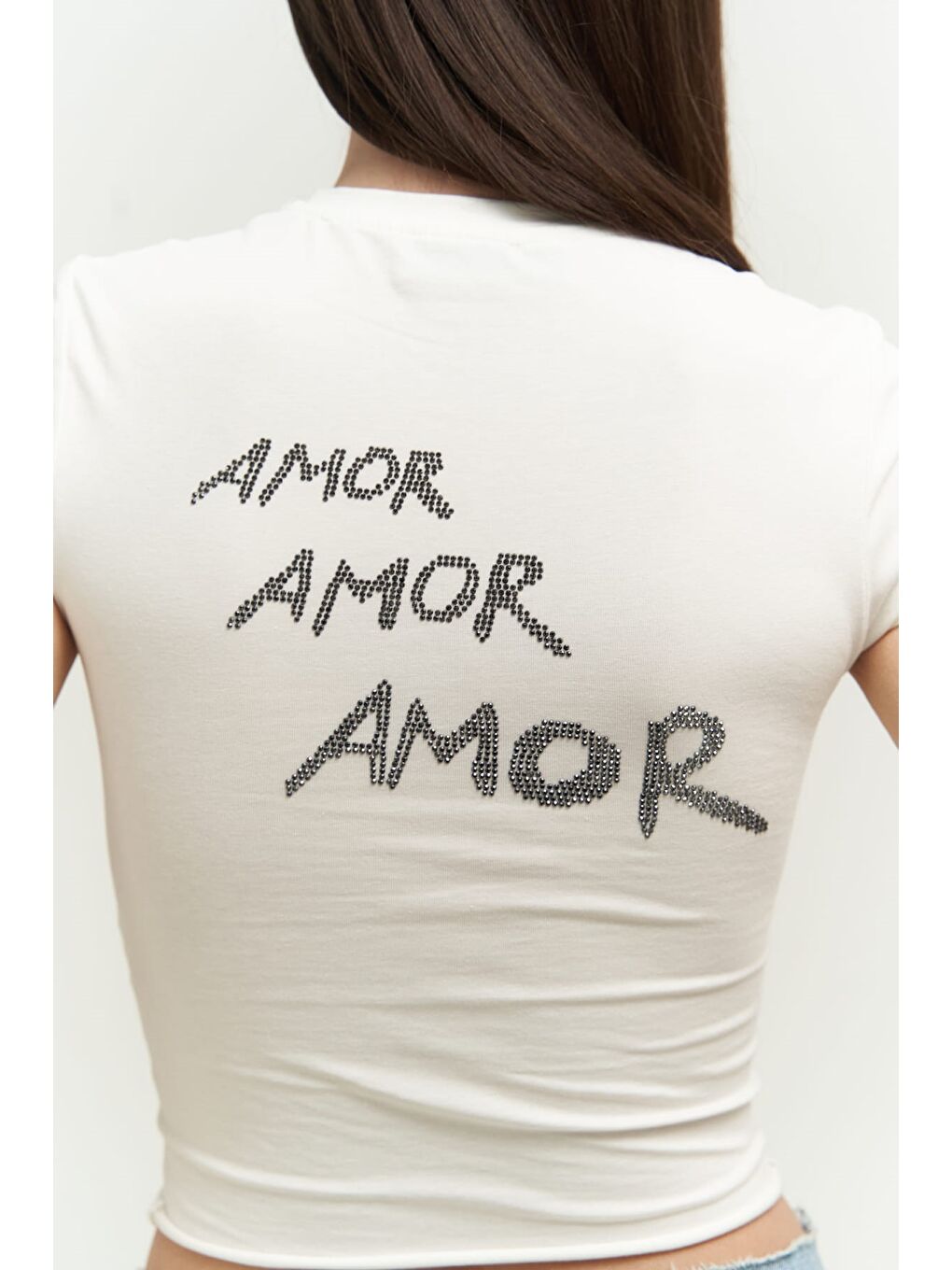 Mai Collection Beyaz El Amor Beyaz Penye Crop - 6