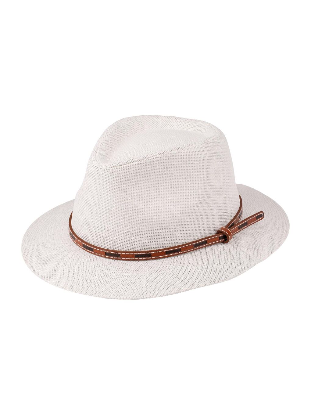 Erkek İp Detaylı Geniş Kenar Hasır Şapka Y25750-01 Beyaz