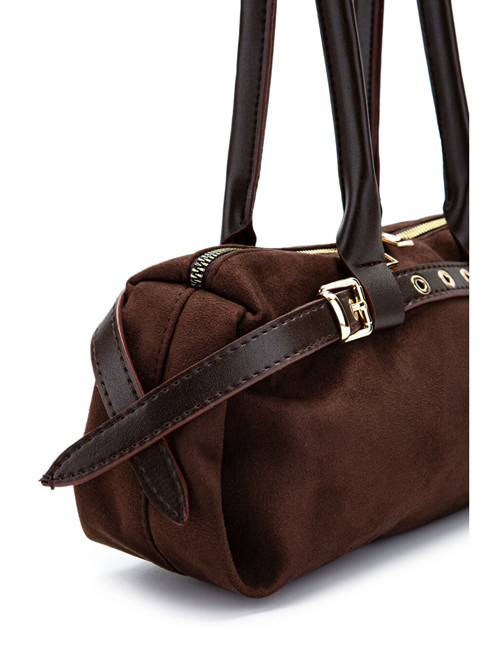 Kemer Detaylı Süet Kadın Omuz Çanta Anfora Kahverengi-4