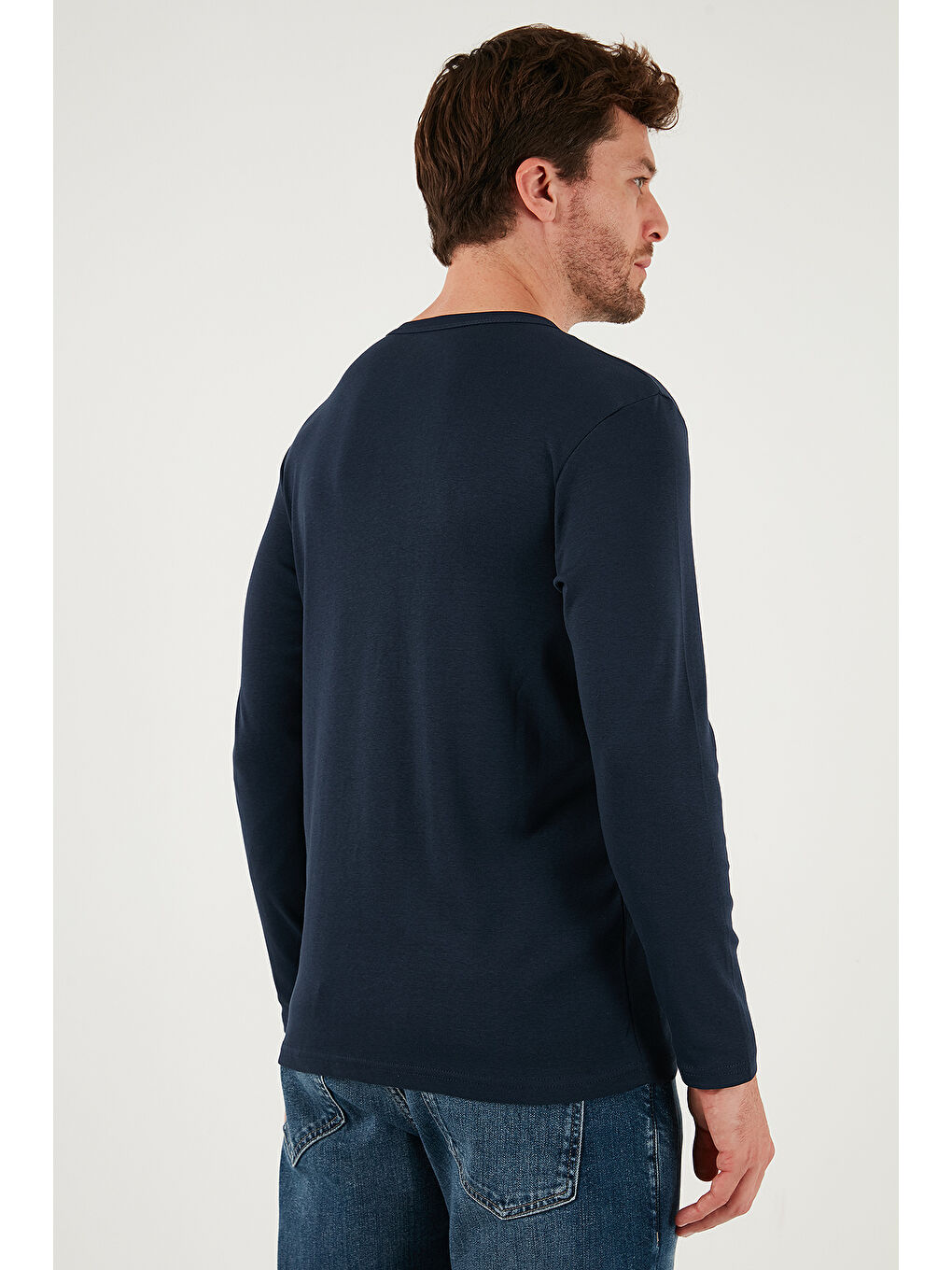 İndigo Pamuklu Slim Fit Bisiklet Yaka Basic Sweat 59050741-5