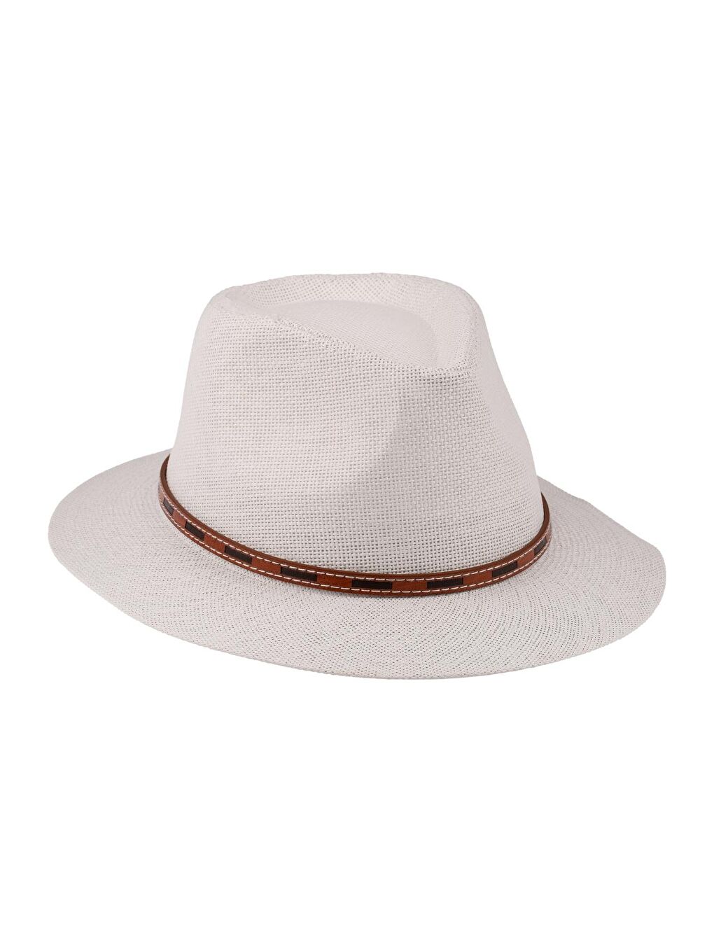 Erkek İp Detaylı Geniş Kenar Hasır Şapka Y25750-01 Beyaz-2