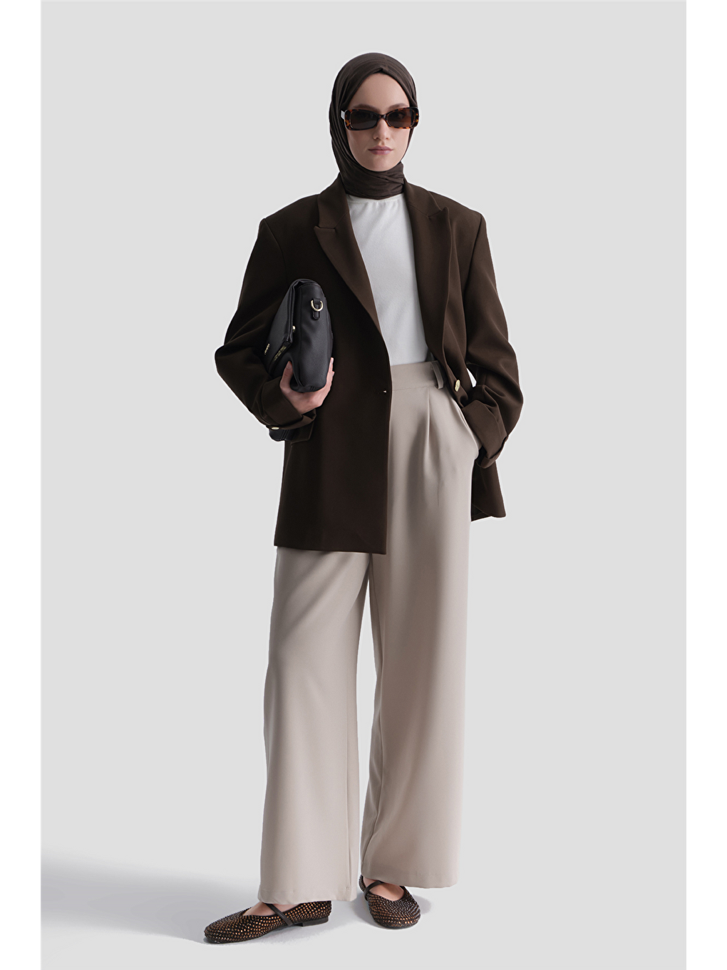 Bej Palazzo Pantolon Taş-1