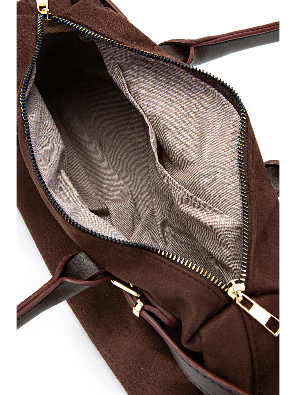 Kemer Detaylı Süet Kadın Omuz Çanta Anfora Kahverengi-5