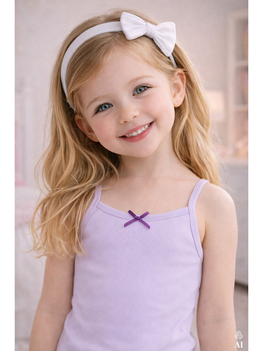 Lila Kız Çocuk Pamuklu Fiyonklu Askılı Şortlu Pijama Takımı-1