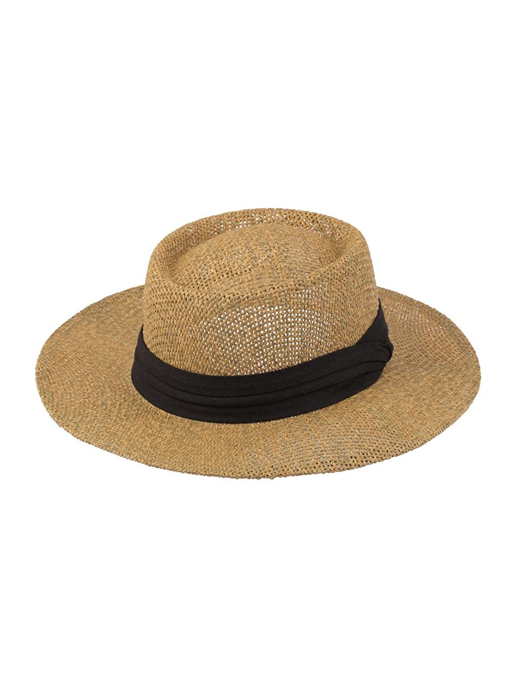 Erkek Bant Detaylı Hasır Fötr Şapka Y24750-02 Bej-2