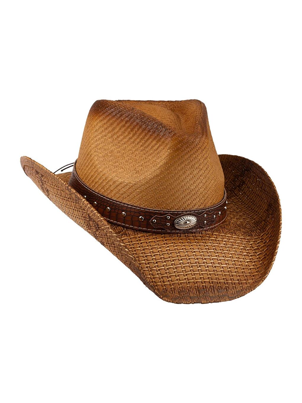 Bej Erkek Aksesuar Detaylı Hasır Kovboy Şapkası Y25750-10 Vizon-2