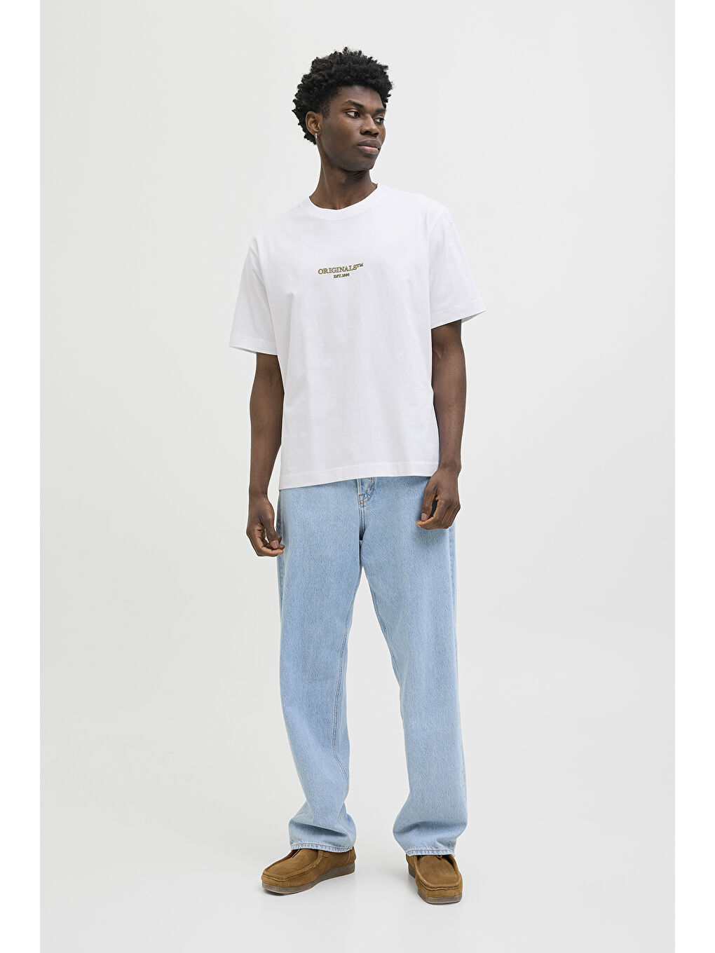 Beyaz Originals Jorislington Pamuklu Oversize Fit Bisiklet Yaka %100 Pamuk Tişört 12273157-1