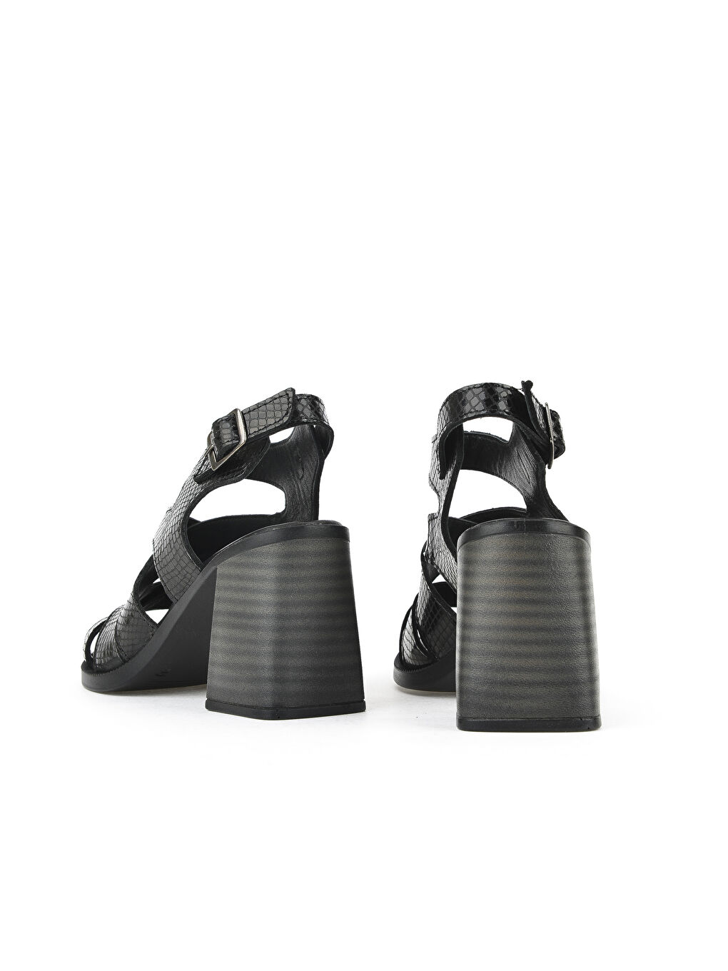 Kadın Hakiki Deri Topuklu Sandalet 151992Z54013 Siyah-2