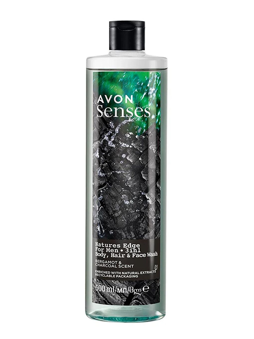 AVON Renksiz Senses Natures Edge Erkekler için Saç Vücut ve Yüz Yıkama 500 Ml.