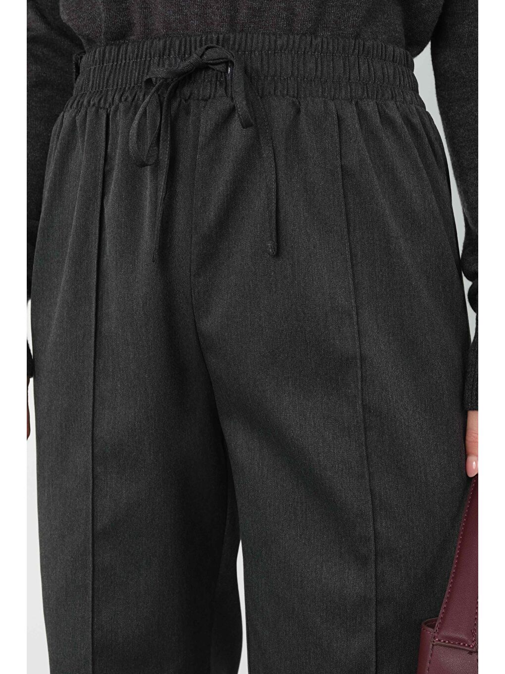 Önü Dikiş Detaylı Pantolon Antrasit-2