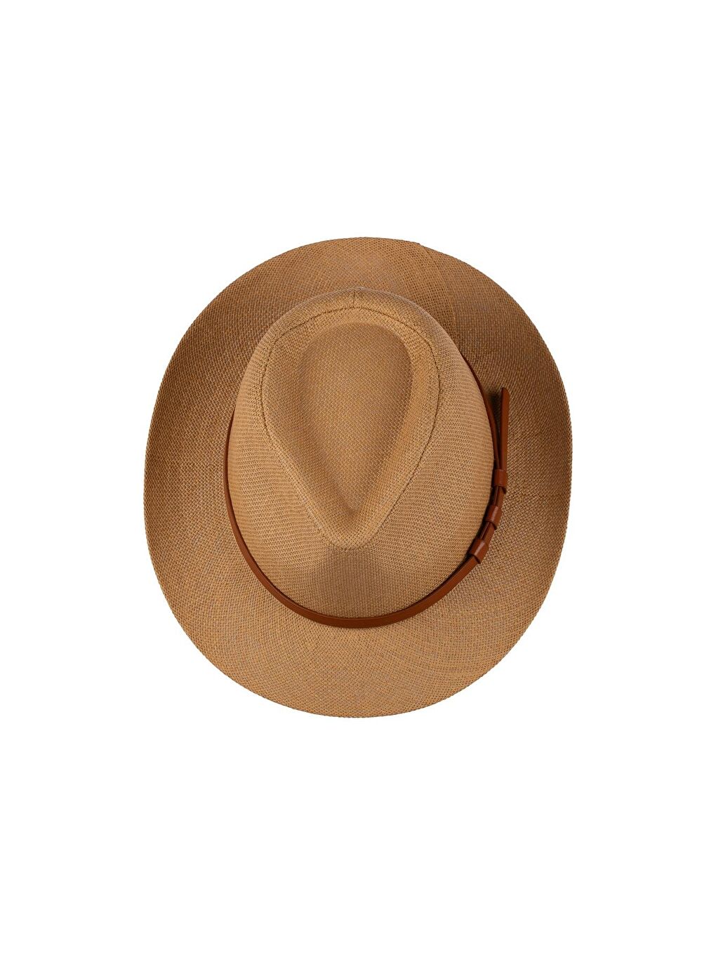 Bej Erkek Kemer Detaylı Geniş Kenar Hasır Şapka Y25750-12 Vizon-1