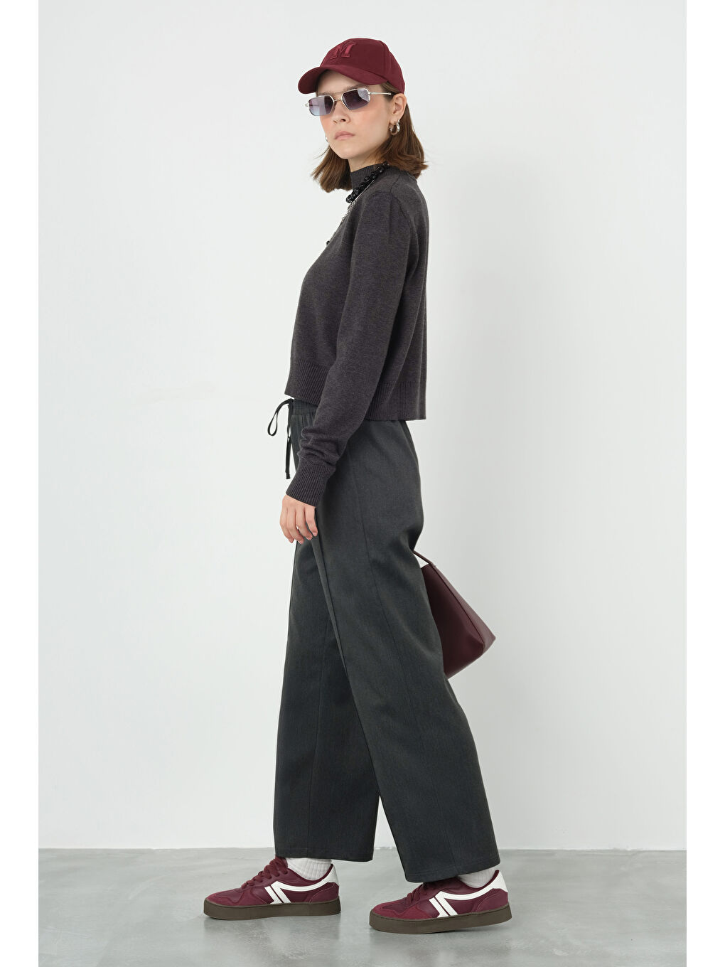 Önü Dikiş Detaylı Pantolon Antrasit-4