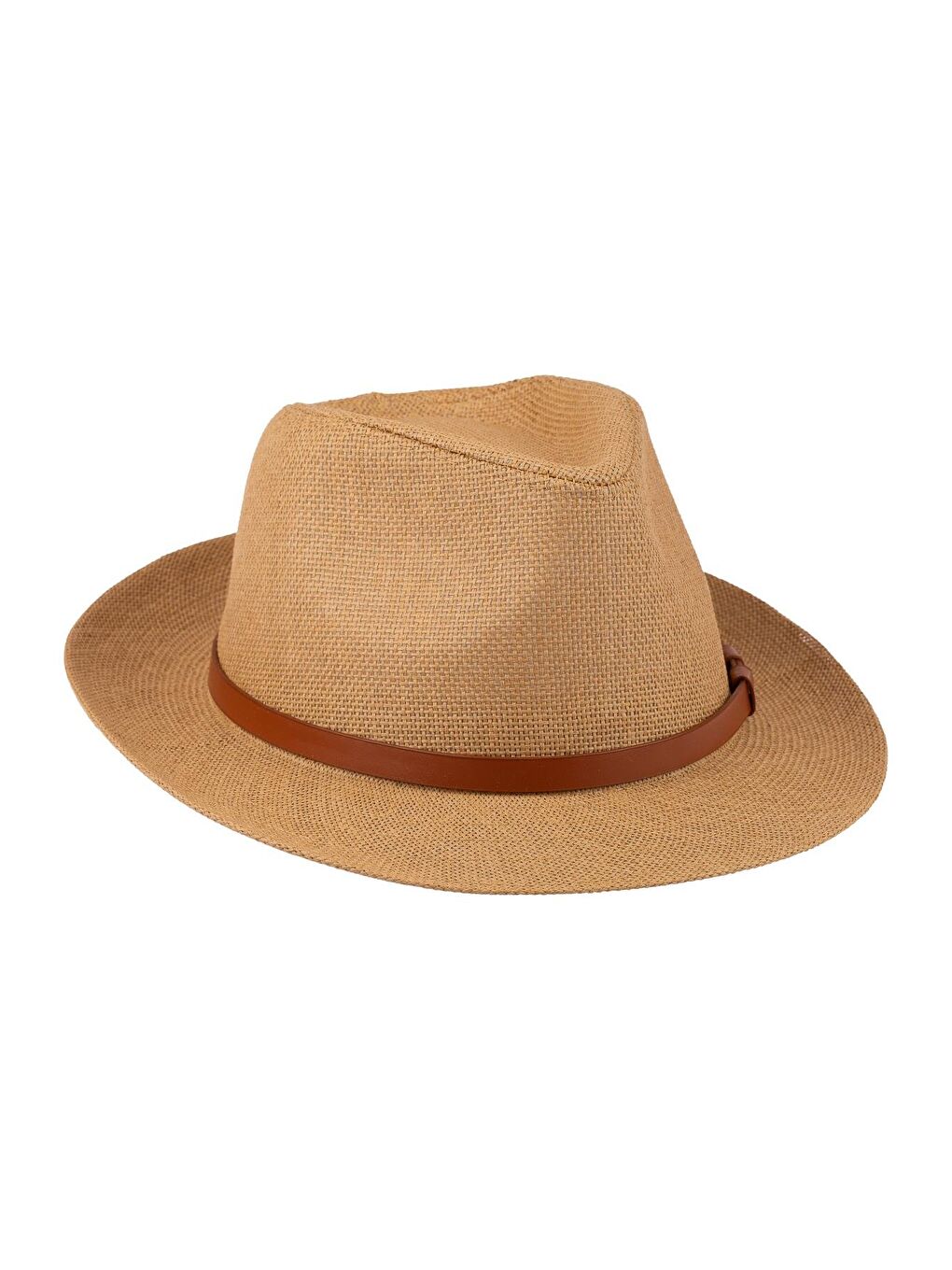 Bej Erkek Kemer Detaylı Geniş Kenar Hasır Şapka Y25750-12 Vizon-2