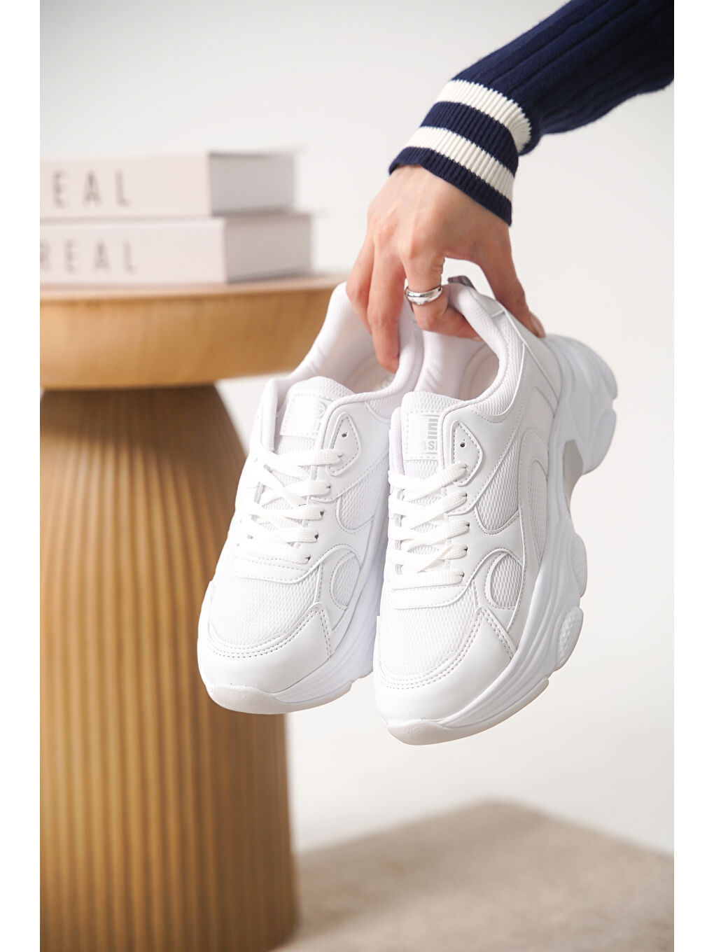 Beyaz D0164 Günlük Ortopedik Kadın Sneaker Spor Ayakkabı-4