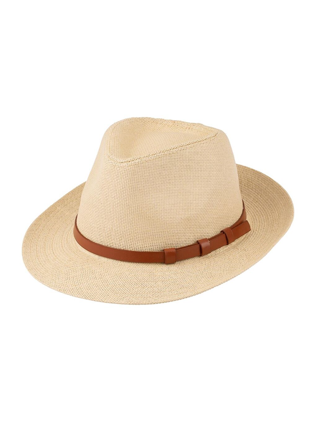 Erkek Kemer Detaylı Geniş Kenar Hasır Şapka Y25750-12 Bej