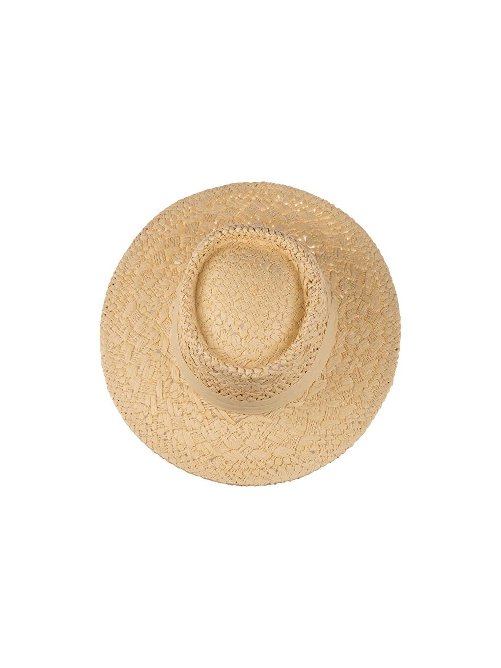 Ekru Erkek Bant Detaylı Hasır Fötr Şapka Y24750-01 Krem-1