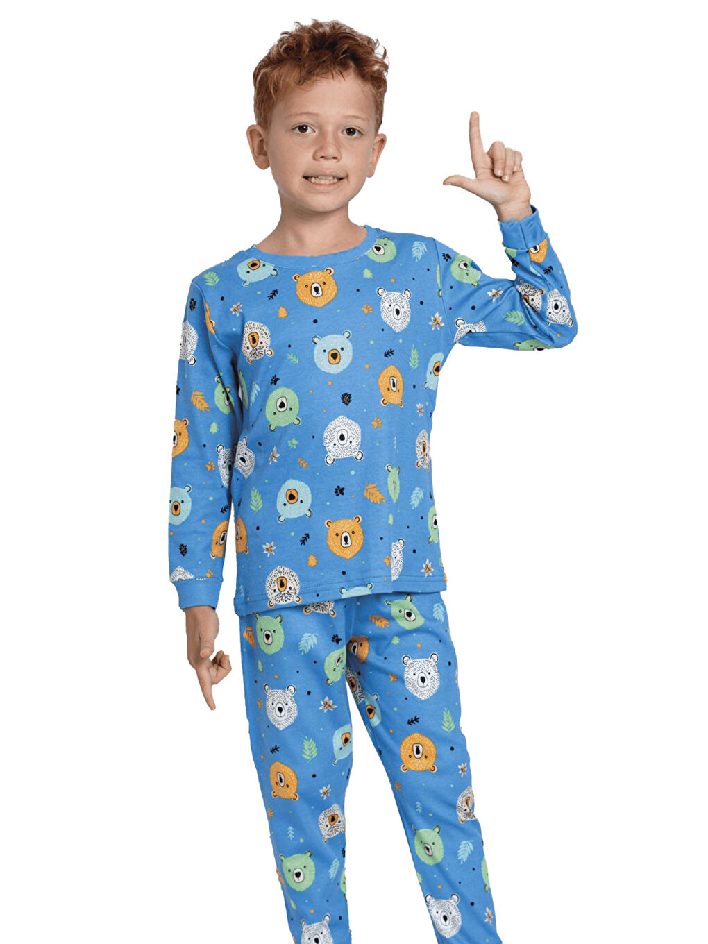 KİKO Mavi Bisiklet Yaka Baskılı Erkek Çocuk Pijama Takımı - 3