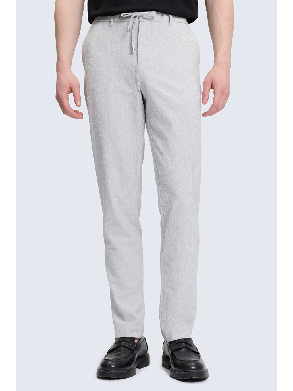 Gri Rahat Kesim Yandan Cepli Jogger Pantolon-1