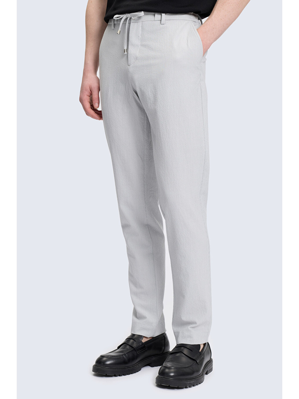 Gri Rahat Kesim Yandan Cepli Jogger Pantolon-2
