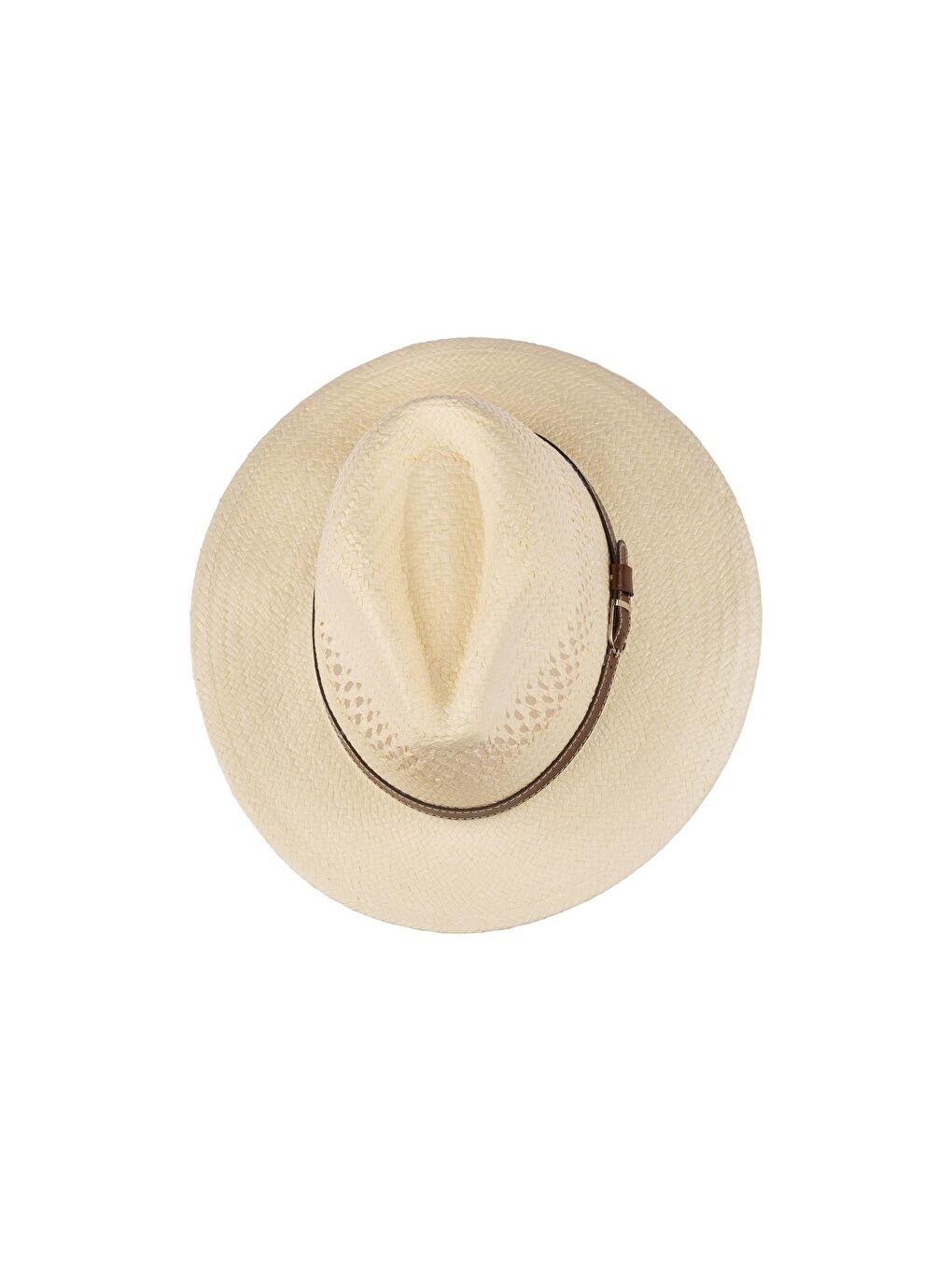 Ekru Erkek Kemer Detaylı Geniş Kenar Hasır Şapka Y25750-06 Krem-1