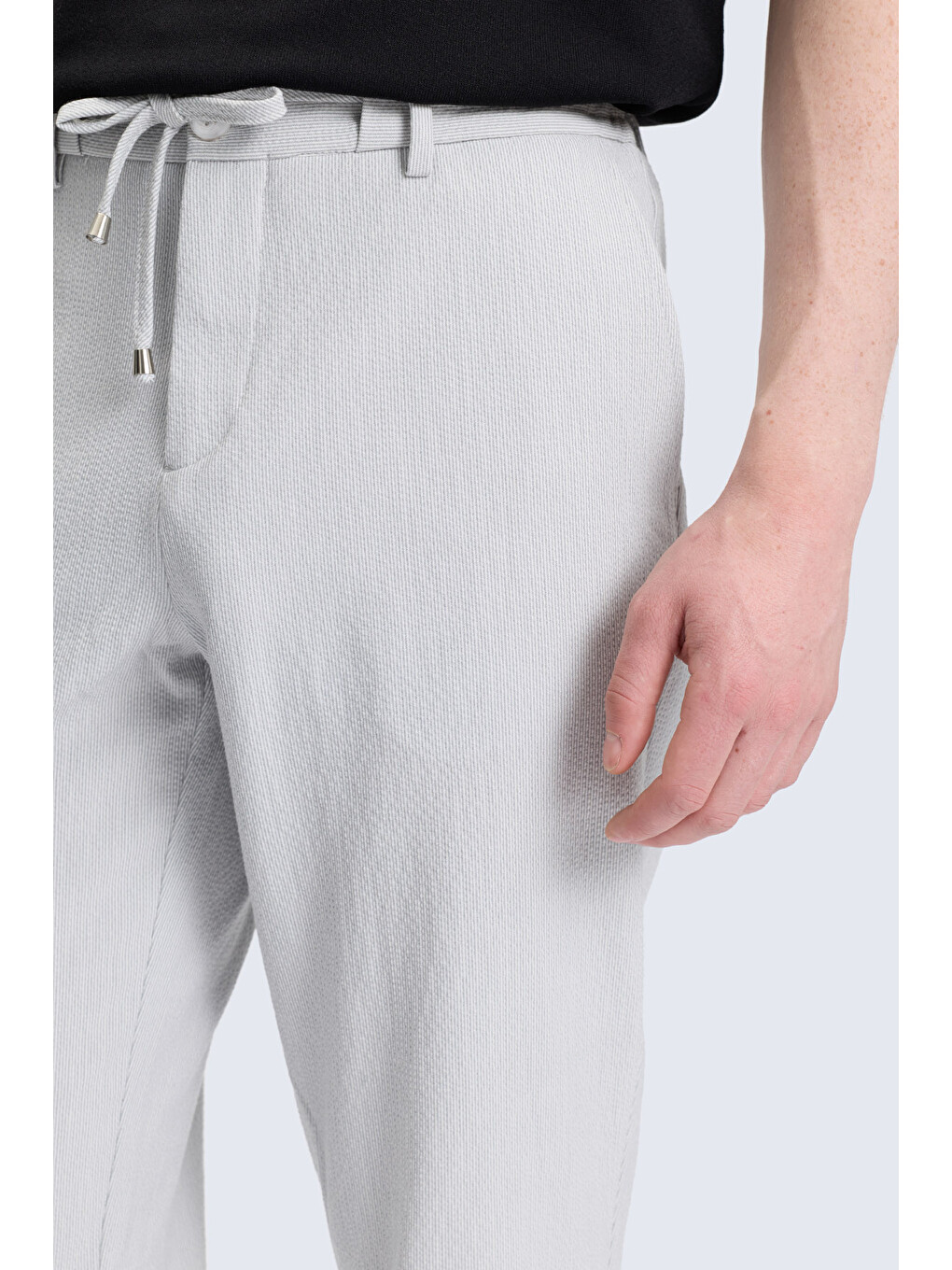 Gri Rahat Kesim Yandan Cepli Jogger Pantolon-3