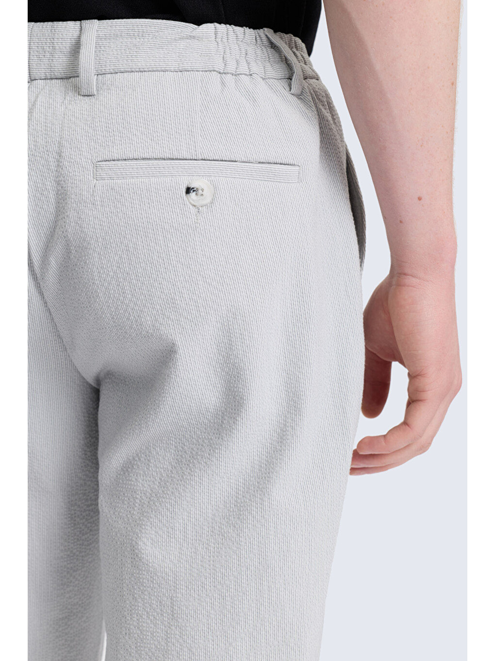 Gri Rahat Kesim Yandan Cepli Jogger Pantolon-4