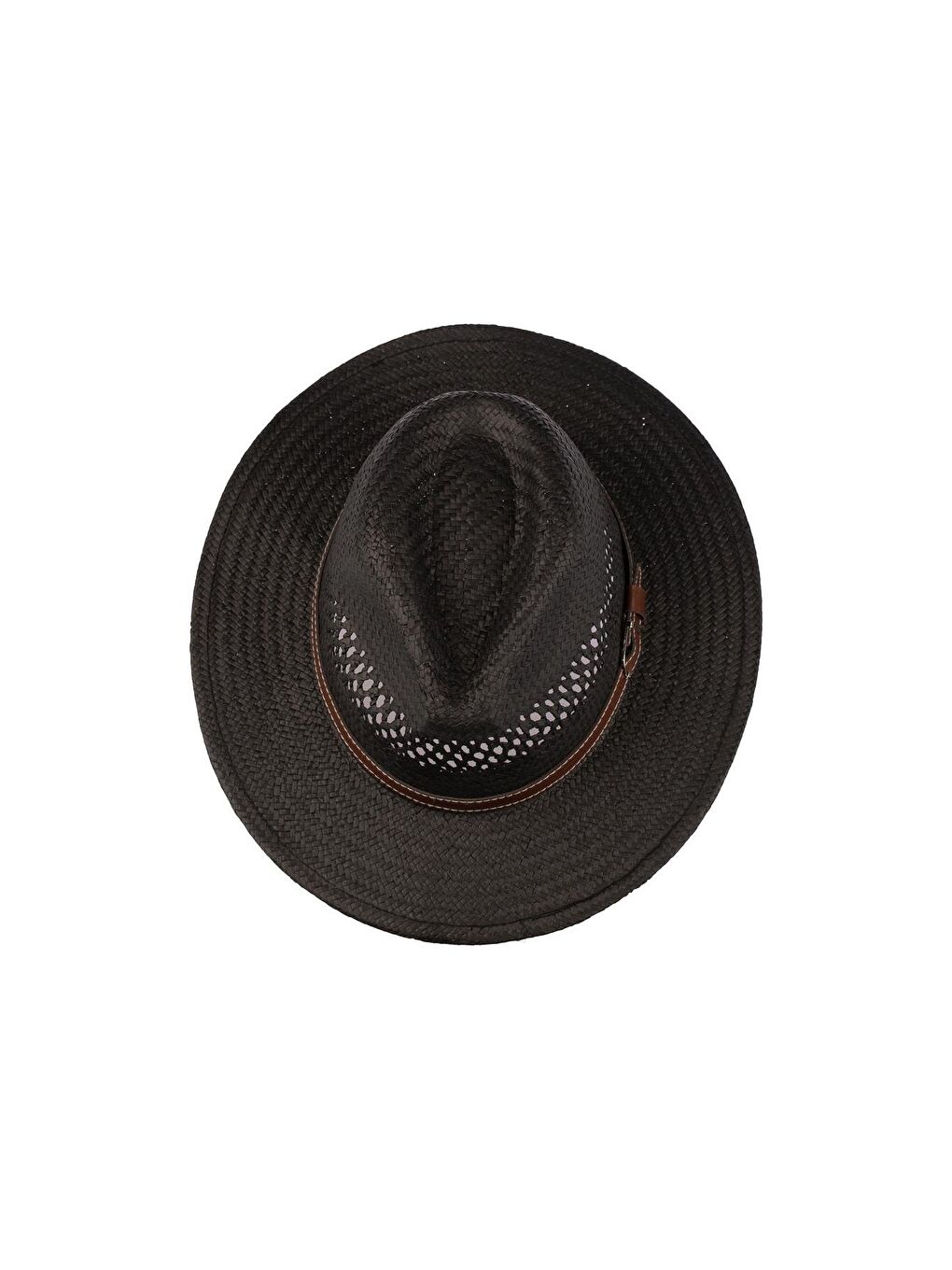 Erkek Kemer Detaylı Geniş Kenar Hasır Şapka Y25750-06 Siyah-1