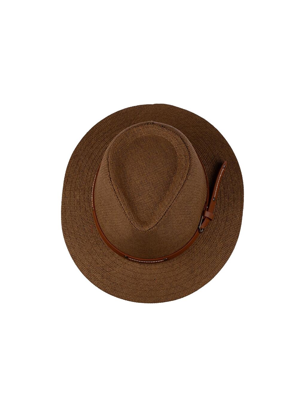 Bej Erkek Kemer Detaylı Geniş Kenar Hasır Şapka Y25750-04 Vizon-1