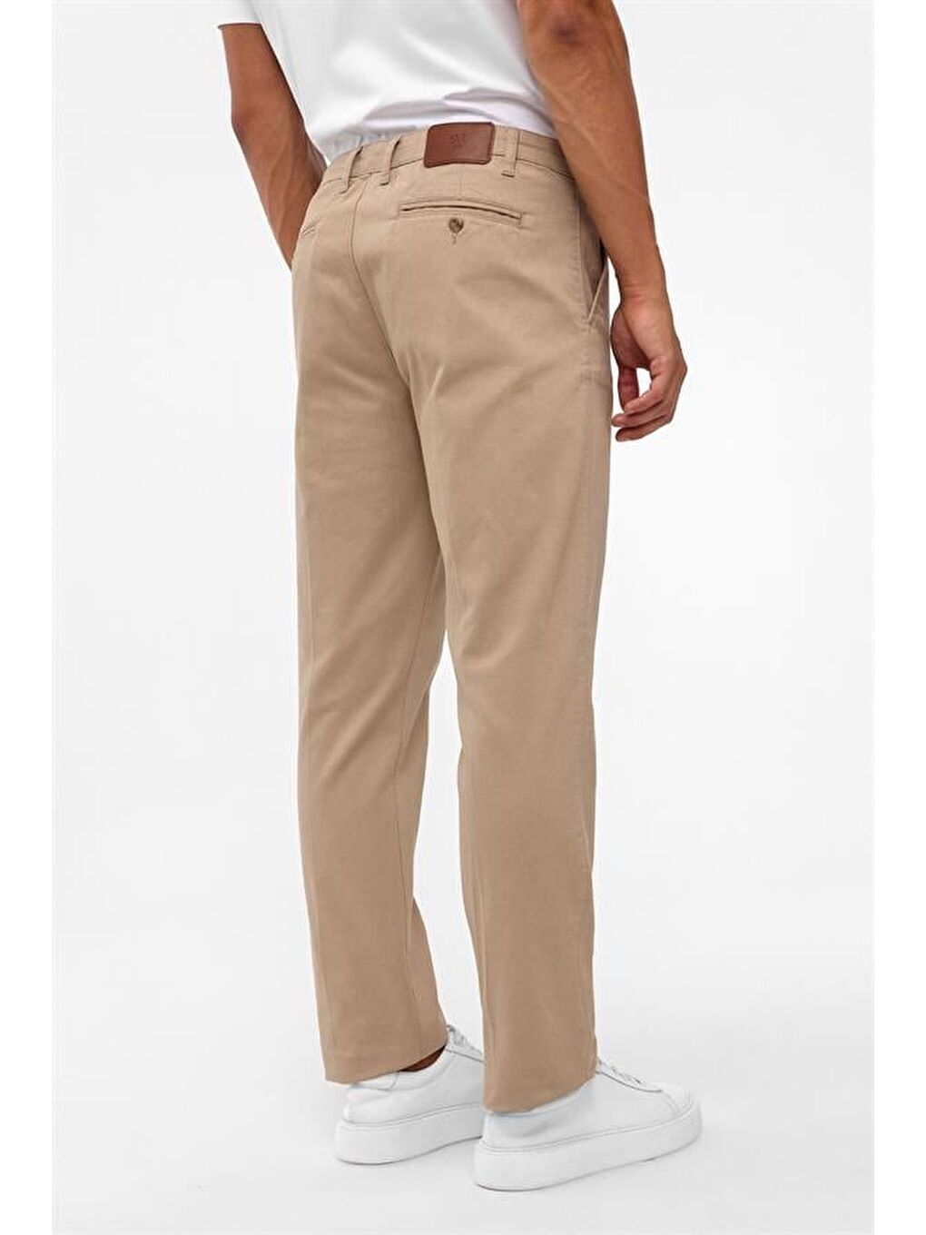 Bej Regular Armürlü Pantolon-3