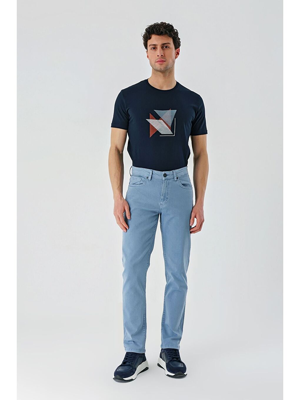 Koyu Turkuaz Pamuklu 5 Cep Casual Slim Fit 5 Cep Pantolon 1003240318-1