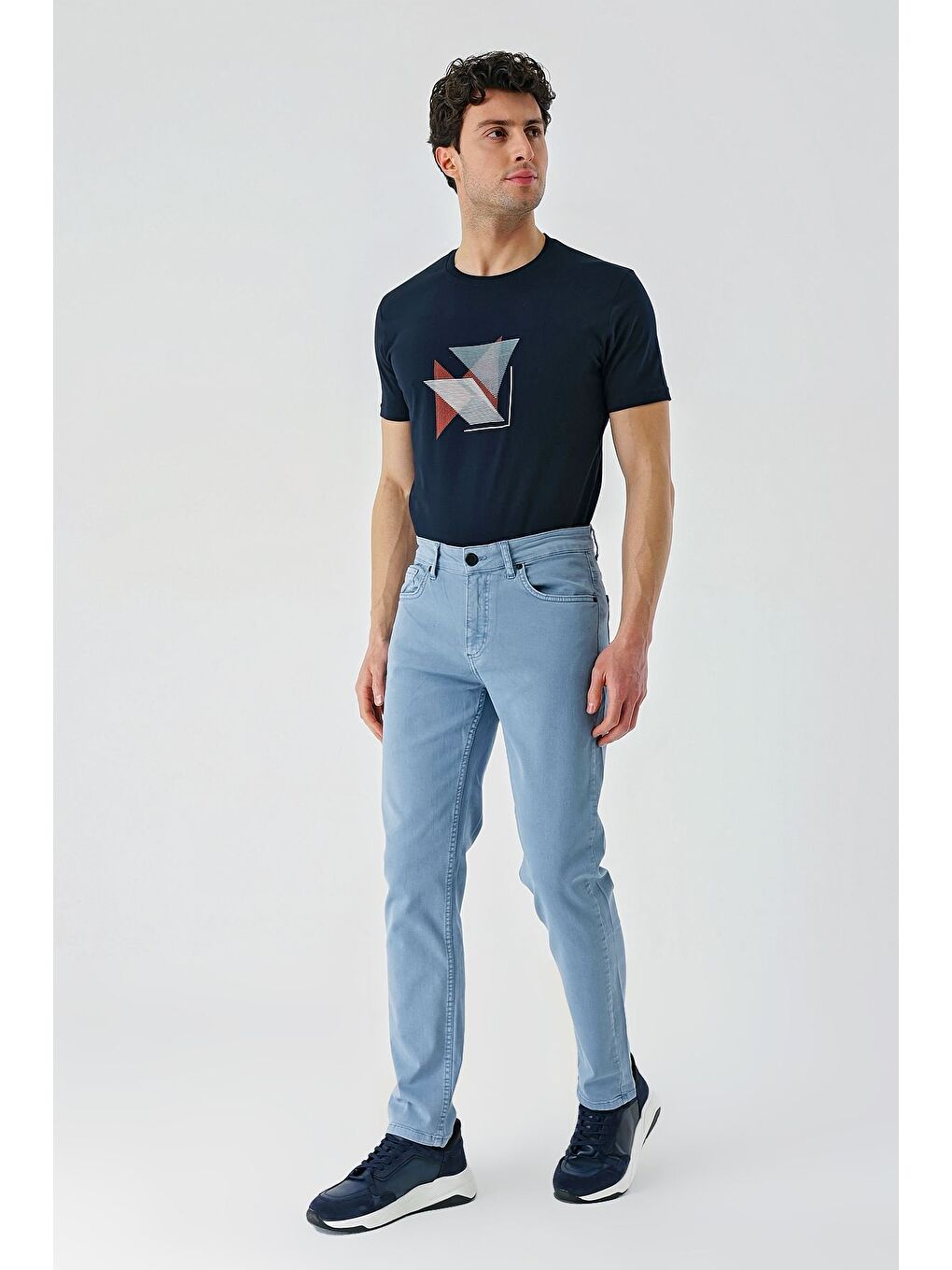 Koyu Turkuaz Pamuklu 5 Cep Casual Slim Fit 5 Cep Pantolon 1003240318-3