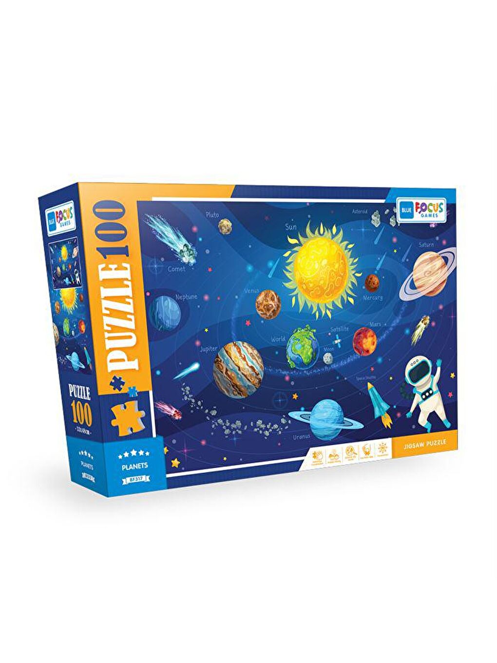 Blue Focus Karışık 100 Parça Puzzle Planets (Gezegenler)