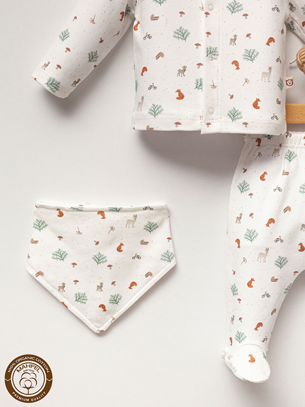 Beyaz 5'li  Yılbaşı Temalı Bebek Hastane Çıkış Seti-2